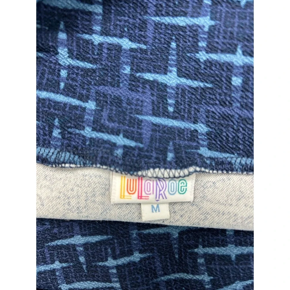 LuLaRoe Knit Cassie Pencil Skirt‎ M Blue Starburst Workwear Office Modest